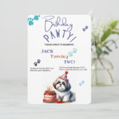 Verjaardag Pawty Shih Tzu hond gepersonaliseerde v Kaart (Staand voorkant)