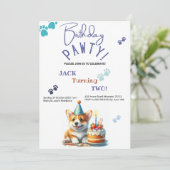 Verjaardag Pawty Welsh Corgi Dog Gepersonaliseerd  Kaart (Staand voorkant)