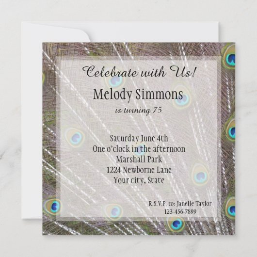 Verjaardag Peacock Feathers Kaart (Achterkant)