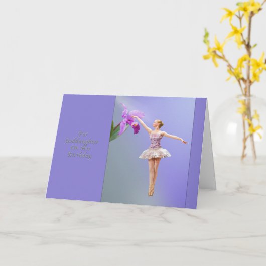 Verjaardag, peetdochter, ballerina, orchidee kaart (Gele Bloem)