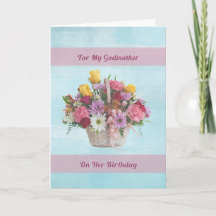 Verjaardag, peetmoeder, kleurrijke bloemen in een  kaart