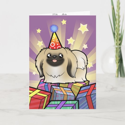 Verjaardag pekinees (show cut) kaart (Voorkant)