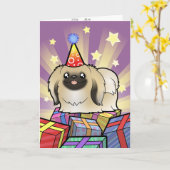 Verjaardag pekinees (show cut) kaart (Gele Bloem)