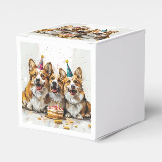 Verjaardag Pembroke Welsh Corgi Dogs Bedankdoosjes (Voorkant Zijde)