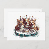 Verjaardag Pembroke Welsh Corgi Dogs Briefkaart (Voorkant / Achterkant)