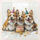 Verjaardag Pembroke Welsh Corgi Dogs Glazen Onderzetter (Voorkant)