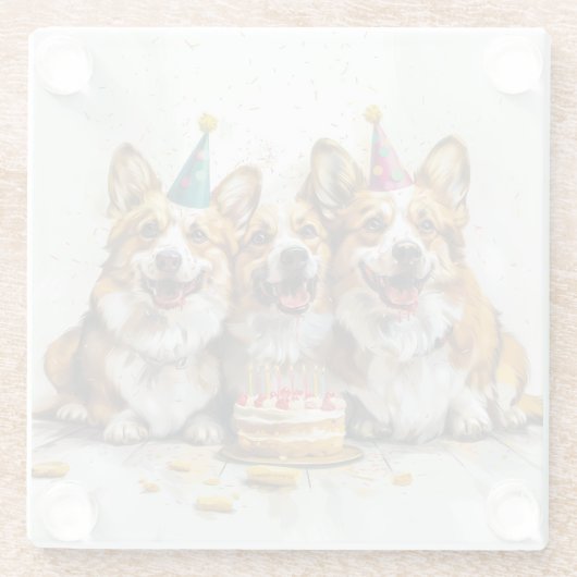 Verjaardag Pembroke Welsh Corgi Dogs Glazen Onderzetter (Achterkant)