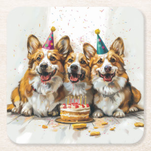 Verjaardag Pembroke Welsh Corgi Dogs Kartonnen Onderzetters