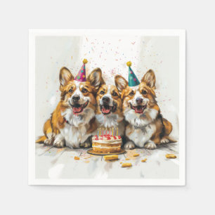 Verjaardag Pembroke Welsh Corgi Dogs Servet