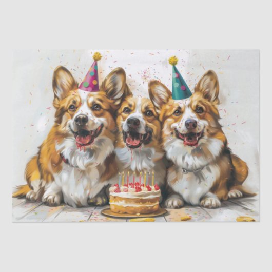 Verjaardag Pembroke Welsh Corgi Dogs Tissuepapier (Voorkant)
