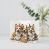 Verjaardag Pembroke Welsh Corgi Honden Briefkaart (Staand voorkant)