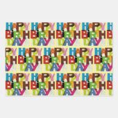 Verjaardag Personaliseer Naam Gelukkig Kleurrijk 3 Inpakpapier Vel (Voorkant 3)