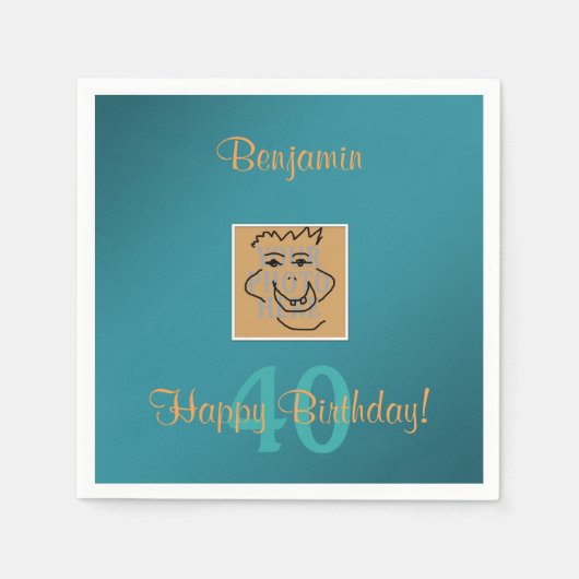 Verjaardag Persoonlijke foto en aangepaste tekst B Servet (Voorkant)