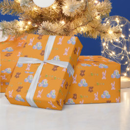 Verjaardag Peuter Oranje Cadeaupapier