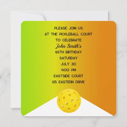 Verjaardag Pickleball Party Kaart (Achterkant)