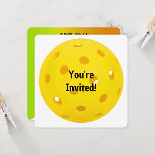 Verjaardag Pickleball Party Kaart (Voorkant / Achterkant in situ)