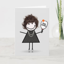 Verjaardag Pickleball Stickfiguur Meisje Kaart