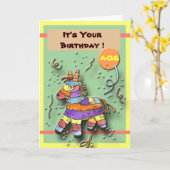 Verjaardag Pinata Kaart (Gele Bloem)