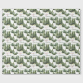 Verjaardag Pine Tree Forest Groene Naam Cadeaupapier (Vlak)