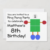 Verjaardag Ping Pong Party Uitnodiging (Voorkant)