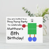 Verjaardag Ping Pong Party Uitnodiging (Staand voorkant)