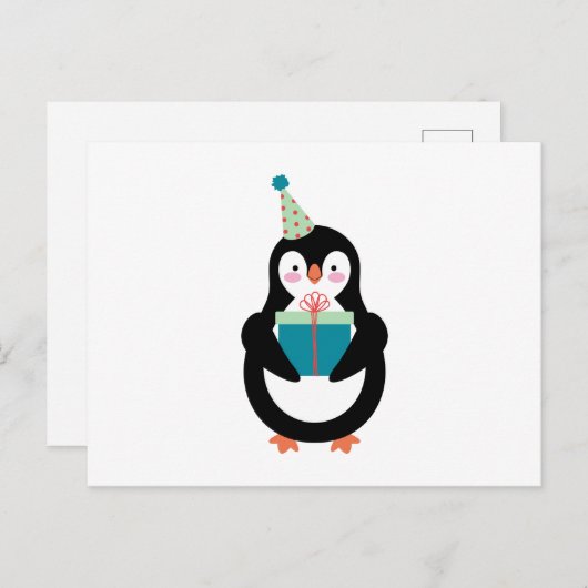 Verjaardag Pinguïn Briefkaart (Voorkant / Achterkant)