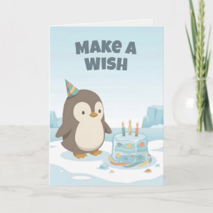 Verjaardag Pinguïn Doe een Wens Aangepaste Ver Kaart
