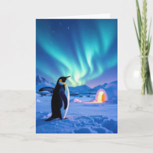 Verjaardag Pinguïn Onder Noorderlicht Kaart