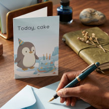 Verjaardag Pinguïn | Vandaag, Taart | Aangepaste V