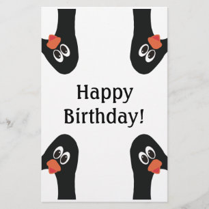 Verjaardag Pinguïns in de hoek Grappig en schattig Briefpapier