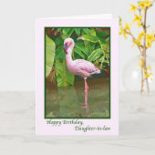 Verjaardag, Pink Flamingo, schoondochter Kaart (Gele Bloem)