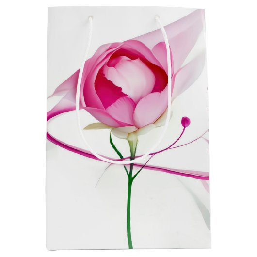 Verjaardag Pink Peony Bud Abstract Medium Cadeauzakje (Voorkant)