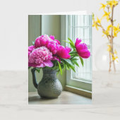 Verjaardag Pioen Boeket Kaart (Gele Bloem)