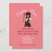 Verjaardag Piraat Roze Kaart (Voorkant / Achterkant)