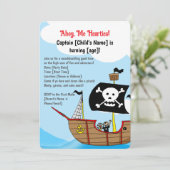 Verjaardag piratenschip kaart (Staand voorkant)