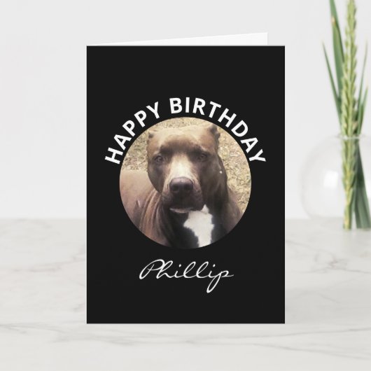 Verjaardag Pit Bull Dog Custom Foto gepersonalisee Kaart (Voorkant)