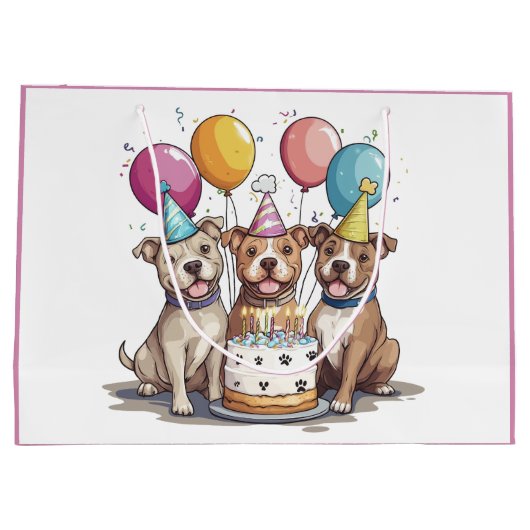 Verjaardag Pit Bull Dogs Groot Cadeauzakje (Achterkant)