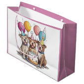 Verjaardag Pit Bull Dogs Groot Cadeauzakje (Voorkant Gekanteld)