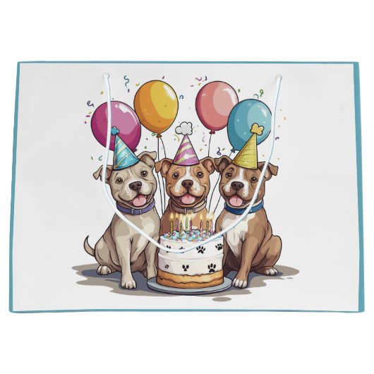 Verjaardag Pit Bull Dogs Groot Cadeauzakje (Voorkant)