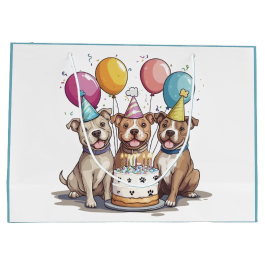 Verjaardag Pit Bull Dogs Groot Cadeauzakje (Achterkant)