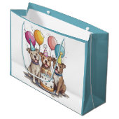 Verjaardag Pit Bull Dogs Groot Cadeauzakje (Voorkant Gekanteld)