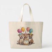 Verjaardag Pit Bull Dogs Grote Tote Bag (Achterkant)