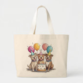 Verjaardag Pit Bull Dogs Grote Tote Bag (Voorkant)