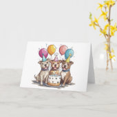 Verjaardag Pit Bull Dogs Kaart (Gele Bloem)