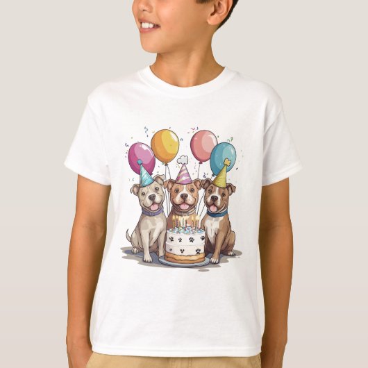 Verjaardag Pit Bull Dogs T-shirt (Voorkant)