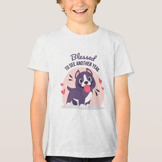 Verjaardag Pitbull Dog Schattige Blessed Tri-Blend Shirt (Voorkant)