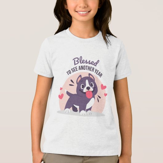 Verjaardag Pitbull Dog Schattige Blessed Tri-Blend Shirt (Voorkant)