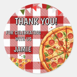 Verjaardag pizza eerste verjaardag ronde sticker