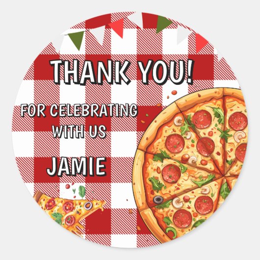 Verjaardag pizza eerste verjaardag ronde sticker (Voorkant)