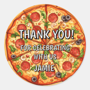 Verjaardag pizza eerste verjaardag ronde sticker